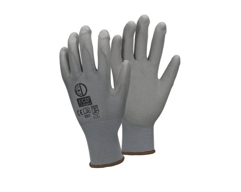 ECD Germany Arbeitshandschuh-Set Montagehandschuhe atmungsaktiv & rutschfest Schutzhandschuhe 36x Mechanikerhandschuhe Größe L Grau waschbar Gartenhandschuhe von ECD Germany