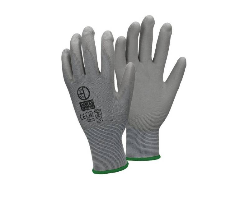 ECD Germany Arbeitshandschuh-Set Montagehandschuhe atmungsaktiv & rutschfest Schutzhandschuhe 12x Mechanikerhandschuhe Größe XXL Grau waschbar Gartenhandschuhe von ECD Germany