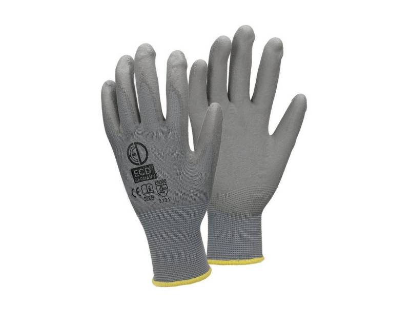 ECD Germany Arbeitshandschuh-Set Montagehandschuhea tmungsaktiv & rutschfest Schutzhandschuhe 4x Mechanikerhandschuhe Größe M Grau waschbar Gartenhandschuhe von ECD Germany