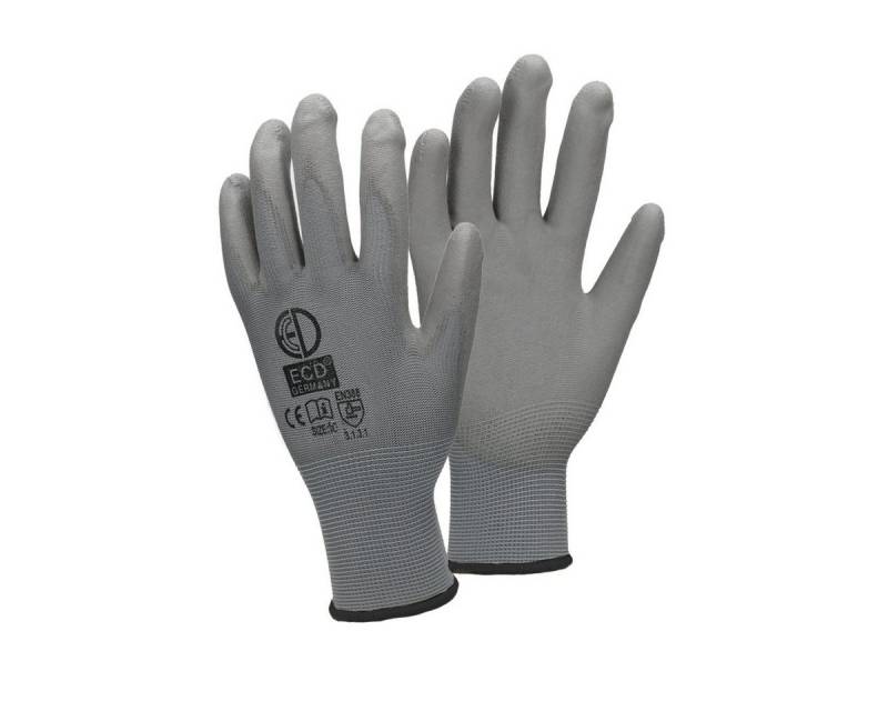 ECD Germany Arbeitshandschuh-Set Montagehandschuheatmungsaktiv & rutschfest Schutzhandschuhe Mechanikerhandschuhe Größe XL Grau waschbar Gartenhandschuhe von ECD Germany