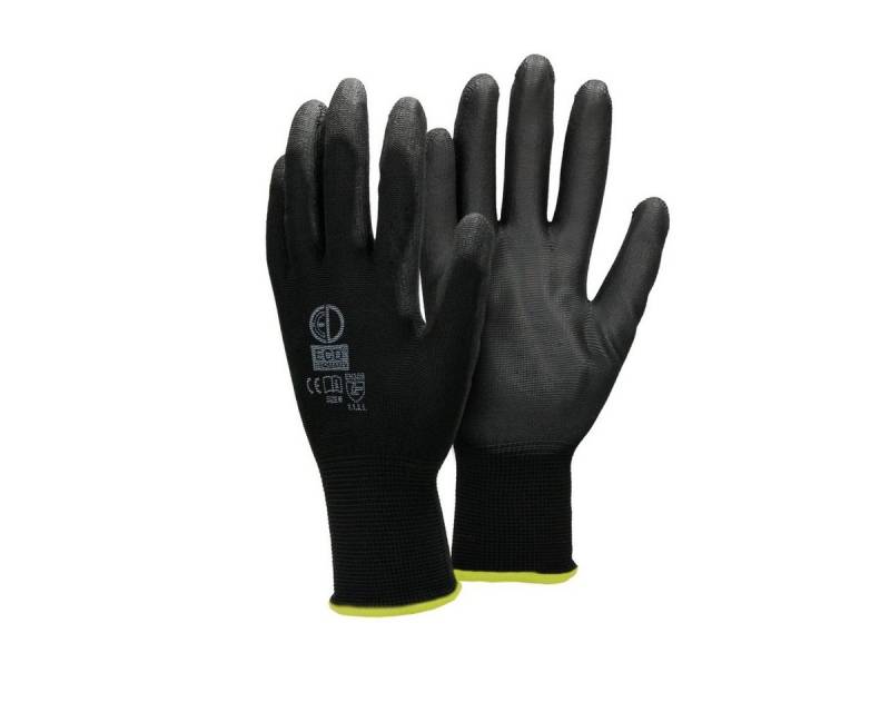 ECD Germany Arbeitshandschuh-Set Montagehandschuhe atmungsaktiv & rutschfest Schutzhandschuhe 24x Mechanikerhandschuhe Größe M Schwarz waschbar Gartenhandschuhe von ECD Germany