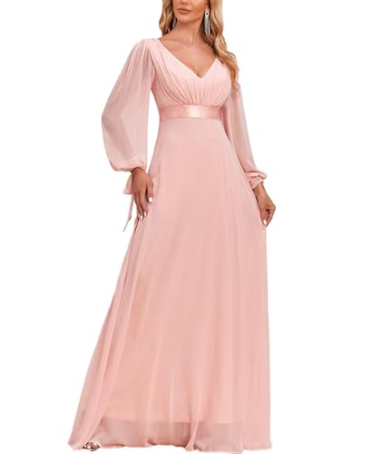 ECDAHICC Damen Abendkleider Chiffon V-Ausschnitt Hohe Taille A-Linie Brautjungfernkleid Elegant Lang Ballkleid PI-XL ECDAHICC Damen Abendkleider Chiffon V-Ausschnitt Hohe Taille A-Linie Brautjungfernkleid Elegant Lang Ballkleid PI-XL von ECDAHICC