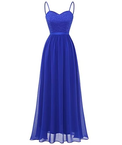 ECDAHICC Damen Chiffon Abendkleider Elegant für Hochzeit Lang Brautjungfernkleid Ärmelloses Slim Fit Kleid SB-S von ECDAHICC