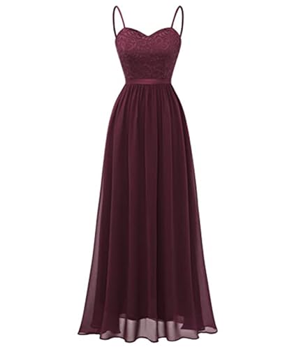 ECDAHICC Damen Chiffon Abendkleider Elegant für Hochzeit Lang Brautjungfernkleid Ärmelloses Slim Fit Kleid WR-S von ECDAHICC