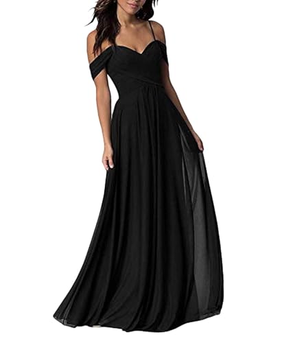 ECDAHICC Damen Kleider Off Shoulder Langes Kleid Elegant Enges Festlich Abendkleider für Brautjungfernkleid Cocktail Party Kleid BL-3XL von ECDAHICC