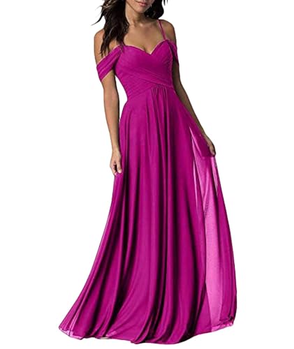 ECDAHICC Damen Kleider Off Shoulder Langes Kleid Elegant Enges Festlich Abendkleider für Brautjungfernkleid Cocktail Party Kleid BU-2XL von ECDAHICC