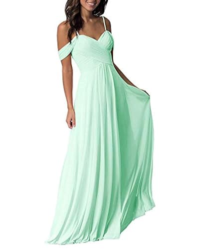 ECDAHICC Damen Kleider Off Shoulder Langes Kleid Elegant Enges Festlich Abendkleider für Brautjungfernkleid Cocktail Party Kleid MI-XL von ECDAHICC