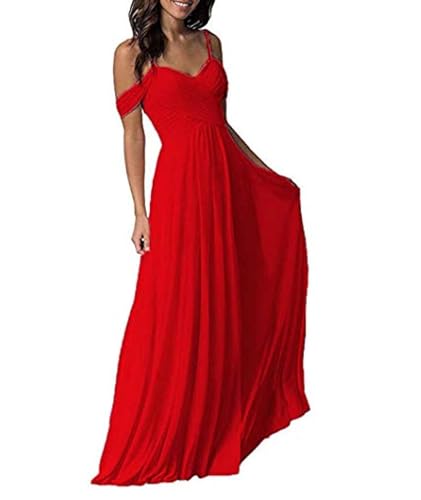 ECDAHICC Damen Kleider Off Shoulder Langes Kleid Elegant Enges Festlich Abendkleider für Brautjungfernkleid Cocktail Party Kleid RE-M von ECDAHICC