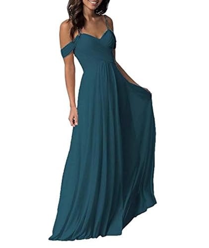 ECDAHICC Damen Kleider Off Shoulder Langes Kleid Elegant Enges Festlich Abendkleider für Brautjungfernkleid Cocktail Party Kleid TE-S von ECDAHICC