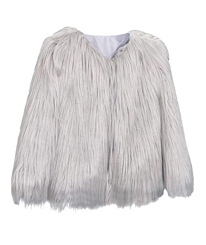 ECDAHICC Damen Plus Size Faux Fur Coat Fall Offene Front Cardigan Kunstpelzmantel Shaggy Langarm Jacke Warmer Mantel GY-XL von ECDAHICC