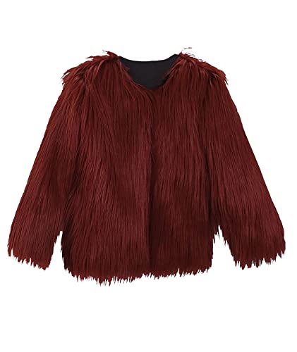 ECDAHICC Damen Plus Size Faux Fur Coat Fall Offene Front Cardigan Kunstpelzmantel Shaggy Langarm Jacke Warmer Mantel WR-XL von ECDAHICC