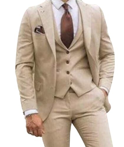 ECDAHICC Herren 3-Stücke Anzug Business EIN Knopf Smoking Anzug für Männer Smoking Klassische Blazer Weste Hosen Set(BW2,S) von ECDAHICC