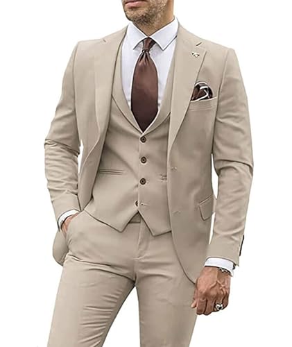 ECDAHICC Herren 3-Stücke Anzug Business EIN Knopf Smoking Anzug für Männer Smoking Klassische Blazer Weste Hosen Set(KH,6XL) von ECDAHICC