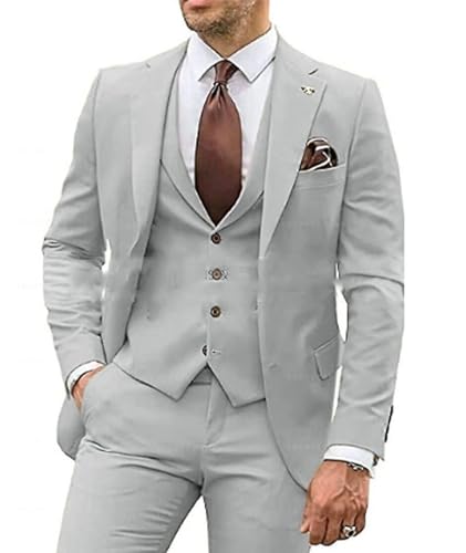 ECDAHICC Herren 3-Stücke Anzug Business EIN Knopf Smoking Anzug für Männer Smoking Klassische Blazer Weste Hosen Set(SI,XXL) von ECDAHICC