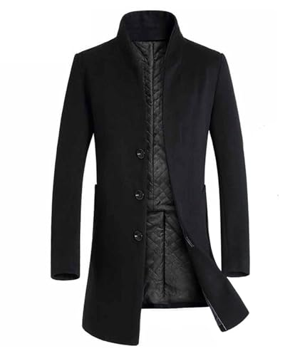 ECDAHICC Herren Mantel Slim Fit Winter Wollmantel Dicker Langer Übergangsmantel Frühling Lässiger Wintermantel(BL,3XL) von ECDAHICC