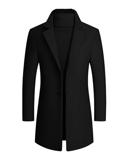 ECDAHICC Herren Winter Französisch Wolle Trench Mantel Casual Lange Erbsenmantel Premium Classic Business Anzug(BL,S) von ECDAHICC