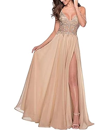ECDAHICC Lace Strap Abendkleid Italienisch Noodle Strap V-Ausschnitt A-Linie Lange Seite Split Ball Kleid Slim Fit BrautjungfernkleidCE-XL ECDAHICC Lace Strap Abendkleid Italienisch Noodle Strap V-Ausschnitt A-Linie Lange Seite Split Ball Kleid Slim Fit BrautjungfernkleidCE-XL von ECDAHICC