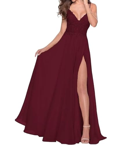 ECDAHICC Lace Strap Abendkleid Italienisch Noodle Strap V-Ausschnitt A-Linie Lange Seite Split Ball Kleid Slim Fit BrautjungfernkleidWR-M ECDAHICC Lace Strap Abendkleid Italienisch Noodle Strap V-Ausschnitt A-Linie Lange Seite Split Ball Kleid Slim Fit BrautjungfernkleidWR-M von ECDAHICC