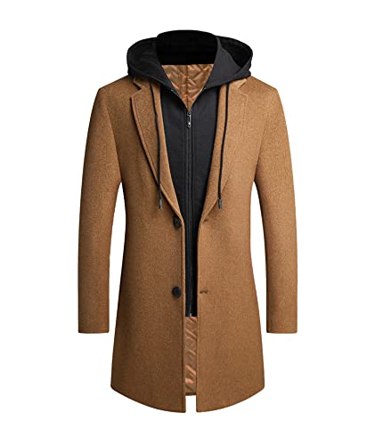 ECDAHICC Wintermantel Herren Mantel Loose Fit Lang Wollmantel Business Mantel mit Stehkragen Herren Winter(CM,L) von ECDAHICC