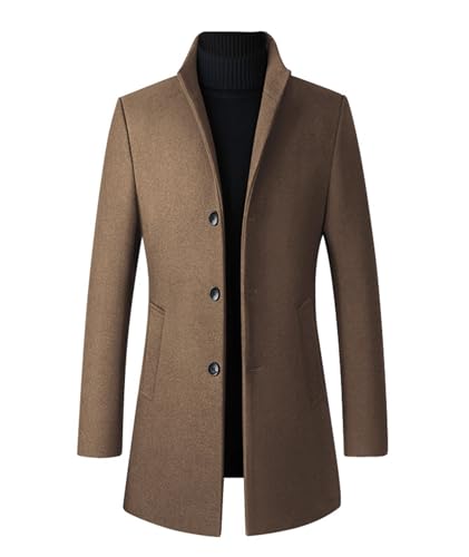 ECDAHICC Wintermantel Herren Mantel Slim Fit Lang Wollmantel Business Mantel mit Stehkragen Herren Wintermantel(CM,2XL) von ECDAHICC