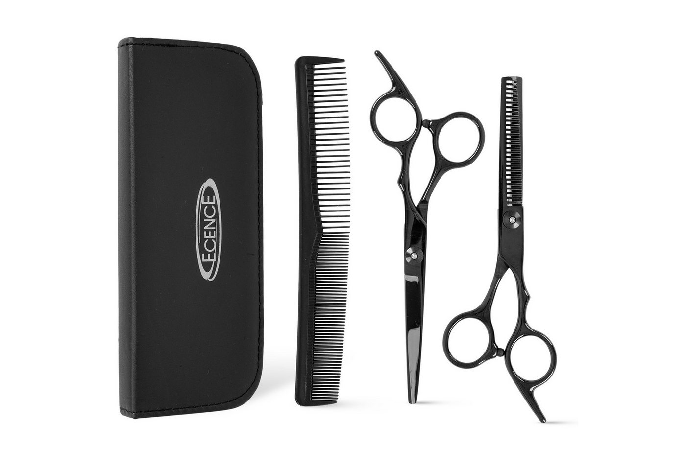 ECENCE Haarschere Friseurscheren Set mit Tasche - Haarschneideschere, Effilierschere von ECENCE