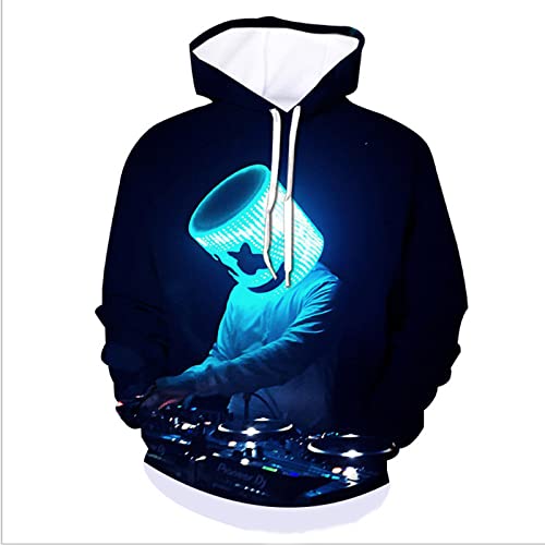 ECER Kapuzenpullover Plus Size Oberteil Hoodie Sweatshirt Sport Pullover 3D-Farbdruck Marshmallow Band Hoodie Elektronische Musik Dj Männer Und Frauen Herbst Und Winter Hoodie,Fotofarbe,L von ECER