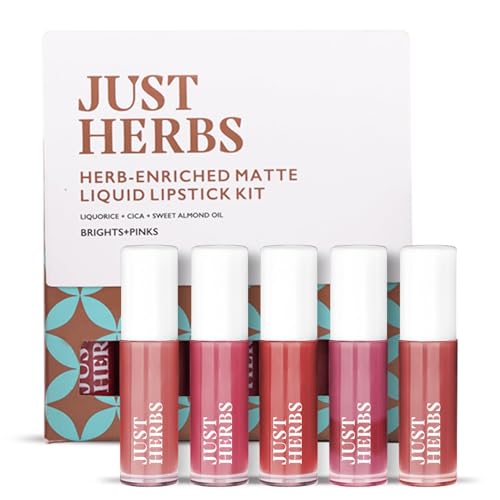 Green Velly Herbs Ayurvedic Liquid Lipstick Kit Set of 5 with Long Lasting, Hydrating & Lightweight Lip Colour, Full Size - Paraben & Silicon Free - 10 ml von ECH