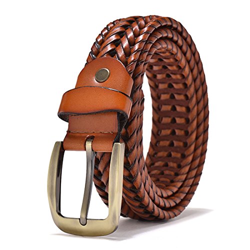 ECHAIN Herren Gürtel aus geflochtenem Echtleder, Herren, braun, Waist:34-36 ECHAIN Herren Gürtel aus geflochtenem Echtleder, Herren, braun, Waist:34-36 von ECHAIN