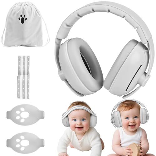 ECHOBUY Gehörschutz Baby 2-in-1 Baby Kopfhörer Lärmschutz mit Geräuschunterdrückung & Verstellbares Kopfband Verstellbarer Lärmschutz Neugeboren Ohrenschützer für Babys bis 36 Monate Alltag & Events von ECHOBUY