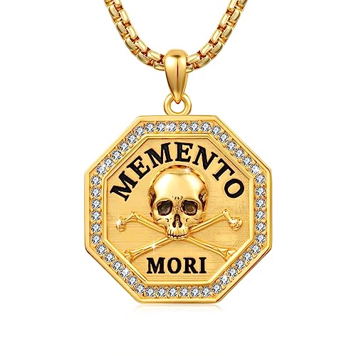 ECHOOY Memento Mori Halskette 925 Sterling Silber Memento Mori Schädel Anhänger Gotischer Punk Skelett Memento Mori Schmuck Geschenke für Männer Frauen von ECHOOY