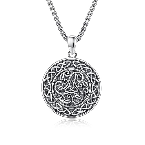 Keltische Halskette 925 Sterling Silber Triskel Anhänger Wikinger Keltischer Knoten Triskel Halskette Triskele Dreifach Amulett Halskette Irischer Keltischer Knoten Schmuck Geschenke für Damen Herren von ECHOOY