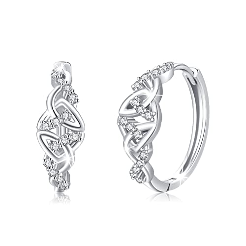 Keltische Knoten Ohrringe Creolen 925 Sterling Silber Irisches Huggie Hoop Ohrringe Schmuck Geschenke für Frauen Mädchen (Keltische Trinity-Knoten) von ECHOOY
