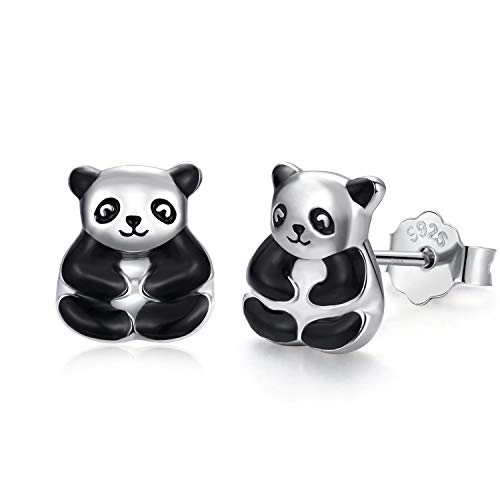 Panda Ohrringe 925 Sterling Silber Hypoallergen Pandabär Ohrstecker für Frauen Teenager Schöne Tierohrringe Schmuckgeschenk Geburtstag Abschlusssaison von ECHOOY