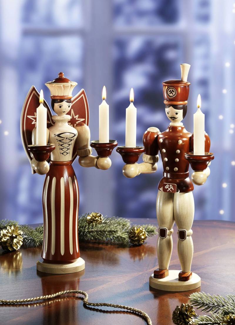 Kerzenhalter aus filigraner Handwerkskunst, Lichterbergmann, Natur von ECHT ERZGEBIRGE