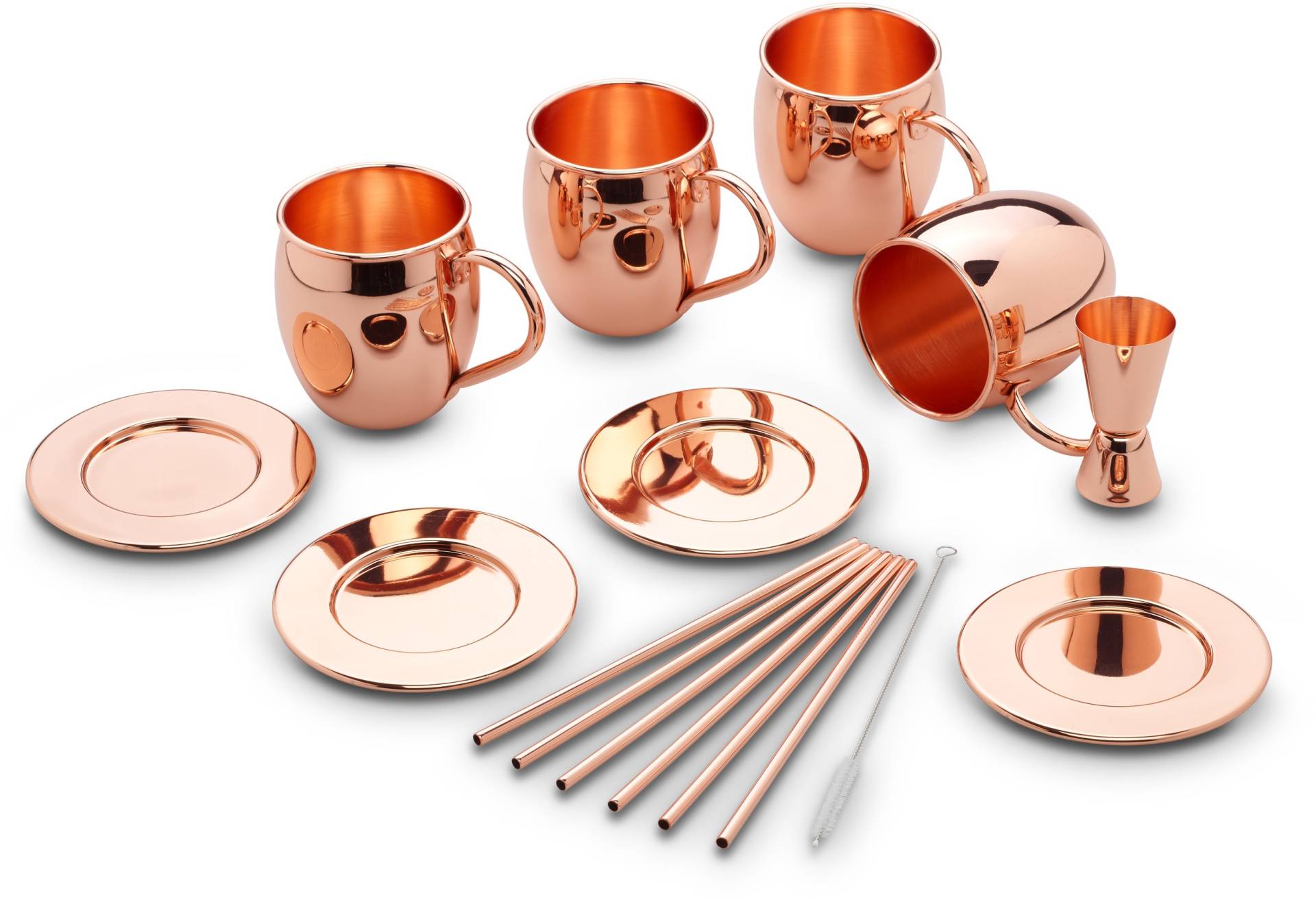 ECHTWERK Becher, (Set, 13 tlg.), Kupferbecher Set, Cocktailgläser, Außenfläche Glatt, 500 ml, 13tlg von ECHTWERK