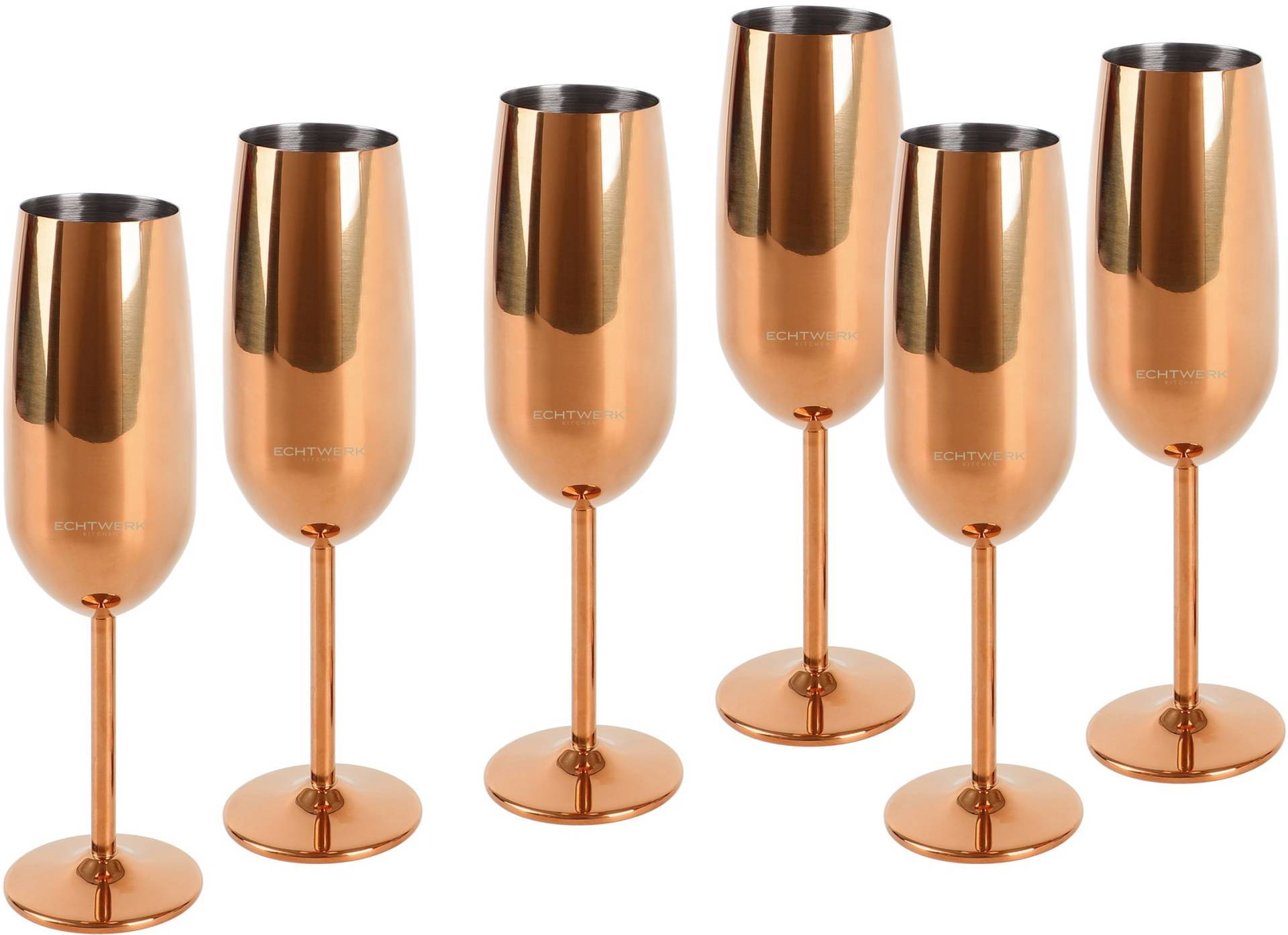 ECHTWERK Champagnerglas, (Set, 6 tlg.), Sektglas, Sektkelch, Champagnerkelch, bruchsicher, 250 ml von ECHTWERK