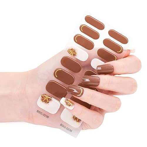 Halbgehärtete Gel Nagelaufkleber/LED Lampe Erforderlich 16 Gel Nagellack Wraps Modisches Gel Nagelkunstaufkleber Für Frauen von ECMQS