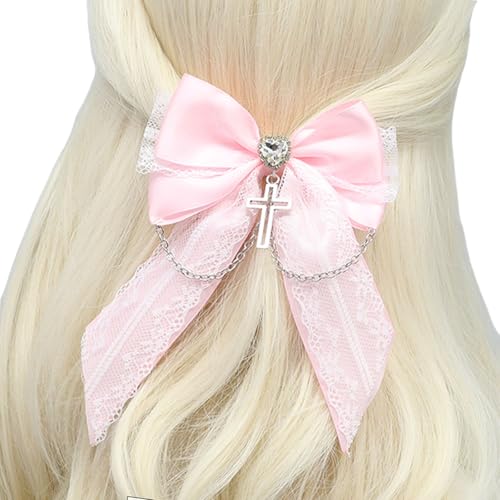 Spitze Bowtie Haarspange Für Frauen Gekreuzte Kette Haarnadel Haarspange Seitenclip 2000er Jahre Maid Haarschleifen Haarformung Ornament von ECMQS