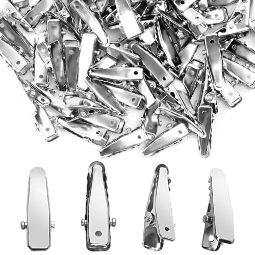 Krokodil-Haarspangen, silberfarben, 2,4 cm, Krokodilklemmen für Haarstyling, Krokodilklemmen für Damen, 80 Stück Krokodil-Haarspangen, silberfarben, 2,4 cm, Krokodilklemmen für Haarstyling, Krokodilklemmen für Damen, 80 Stück von ECNHIVE