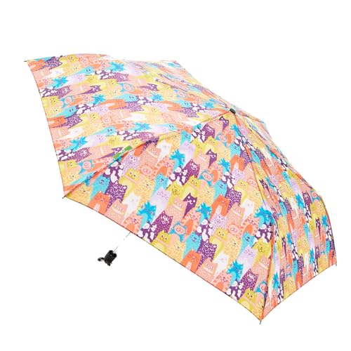 ECO CHIC faltbarer Mini-Regenschirm | Wasserdichtes Vordach mit Carbonfaserrahmen | Kleiner Regenschirm für den täglichen Gebrauch (Stapelkatzen Mehrfarbige) von ECO CHIC