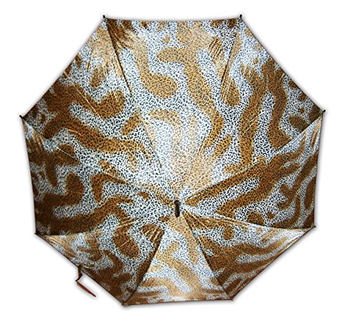 Automatik STOCKSCHIRM ø100cm Schwarz/Punkte Leopard 84cm Regenschirm Schirm 2103 (Leopard) von ECO