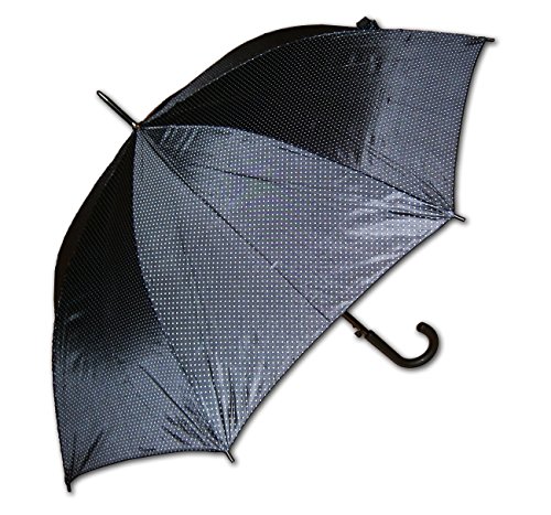 Automatik STOCKSCHIRM ø100cm Schwarz/Punkte Leopard 84cm Regenschirm Schirm 2103 (Schwarz/Punkte) von ECO