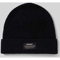 ECOALF Beanie aus Wolle-Viskose-Mix mit Label-Detail in Black, Größe 1 von ECOALF