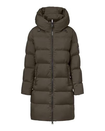 ECOALF Langer wattierter Wintermantel mit Kapuze, Grün, Thermojacke mit Reißverschluss, grün, 36 von ECOALF