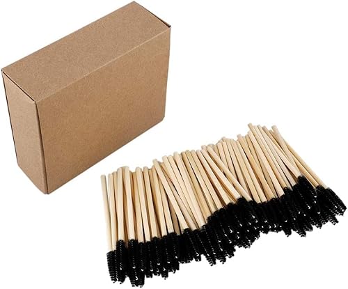 100 Stück Einweg-Mascara-Stäbe, schwarze Einweg-Wimpernbürste, mit Holzgriff, für Wimpernverlängerung, Make-up-Applikator-Kits 100 Stück Einweg-Mascara-Stäbe, schwarze Einweg-Wimpernbürste, mit Holzgriff, für Wimpernverlängerung, Make-up-Applikator-Kits von ECOARL