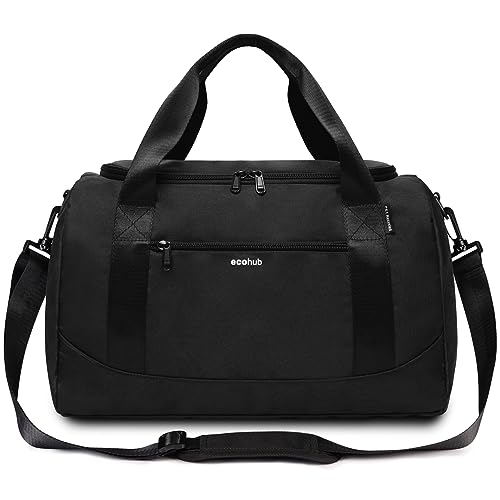 ECOHUB 20L Handgepäck Tasche, für Ryanair handgepäck 40x20x25, Faltbare Reisetasche Handgepäck Flugzeug, Wasserabweisend Sporttasche mit Schultergurt, Weekender Tasche Herren Damen(Schwarz) von ECOHUB