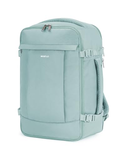 ECOHUB 20L für Ryanair Handgepäck 40x20x25, Diebstahlsicher Handgepäck Rucksack, 3D Laptop Rucksack Wasserdicht, Recycelt Reiserucksack Handgepäck Flugzeug für Damen Herren, Patent Anhängig(Hellgrün) von ECOHUB