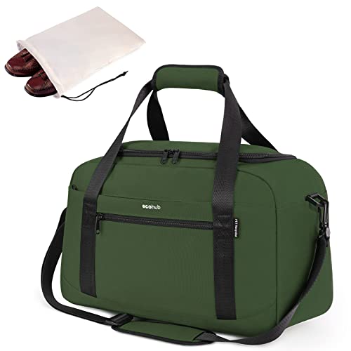 ECOHUB 30L Reisetasche Handgepäck Tasche, Easyjet Handgepäck 45x36x20 mit 14'' Laptop-Fach, Carry On Luggage mit Nasstasche und Schuhbeutel, Recycelt Weekender Damen Herren, Patent Anhängig(Grün) von ECOHUB