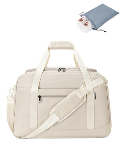 ECOHUB 30L Reisetasche Handgepäck Tasche, Easyjet Handgepäck 45x36x20 mit 14'' Laptop-Fach, Carry On Luggage mit Nasstasche und Schuhbeutel, Recycelt Weekender Damen Herren, Patent Anhängig(Beige) von ECOHUB