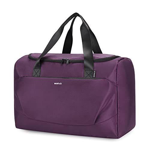 ECOHUB 30L Reisetasche Groß, für Easyjet Handgepäck 45x36x20, Faltbare Sporttasche Damen Herren, Wasserabweisend Schwimmtasche, Handgepäck Tasche für Flugzeug Weekender Saunatasche(Lila) von ECOHUB